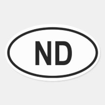 Le Dakota du Nord "ND " Autocollants Ovales