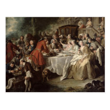 Le déjeuner de chasse, petit groupe des wagon-rest carte postale