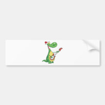 Le dinosaure joue la guitare avec le chapeau de Pè Adhésif Pour Voiture