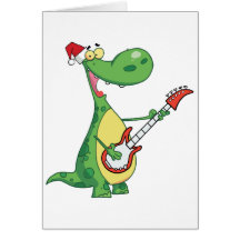 Le dinosaure joue la guitare avec le chapeau de Pè Cartes De Vœux