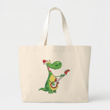 Le dinosaure joue la guitare avec le chapeau de Pè Sacs Fourre-tout