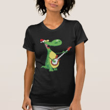 Le dinosaure joue la guitare avec le chapeau de Pè T-shirts