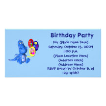 Le dragon bleu mignon monte en ballon l'invitation photocartes
