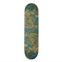 Le dragon d'or labourent dessus la texture en cuir planches à roulettes