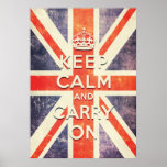 Le drapeau vintage d'Union Jack gardent le calme e Affiche