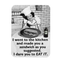 Le féministe drôle me font un sandwich magnets rectangulaires