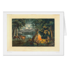 Le feu de camp 1866 (1779A) du trappeur Cartes De Vœux