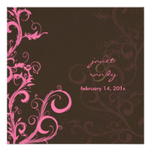 Le Flourish/remous part/rose/chocolat Faire-part Personnalisés