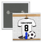 Le football blanc et noir personnalisé Jerse du fo Badges Avec Agrafe