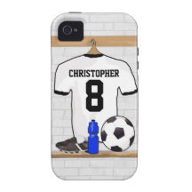 Le football blanc et noir personnalisé Jerse du fo Étui Case-Mate iPhone 4
