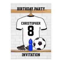Le football blanc et noir personnalisé Jerse du fo Invitations Personnalisées