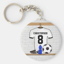Le football blanc et noir personnalisé Jerse du fo Porte-clés