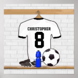 Le football blanc et noir personnalisé Jerse du fo Posters