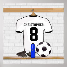 Le football blanc et noir personnalisé Jerse du fo Posters