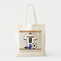 Le football blanc et noir personnalisé Jerse du fo Sacs En Toile