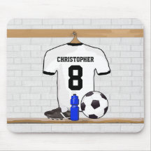 Le football blanc et noir personnalisé Jerse du fo Tapis De Souris