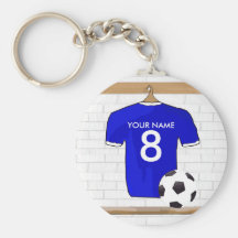 Le football Jersey personnalisable Keychain (bleu) Porte-clés