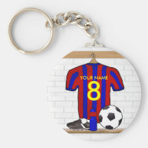 Le football Jersey rouge et bleu personnalisé du f Porte-clef