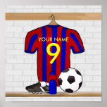 Le football Jersey rouge et bleu personnalisé du f Affiches