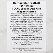 Le football TD de réfrigérateur ÉTIQUETTENT le jeu Prospectus