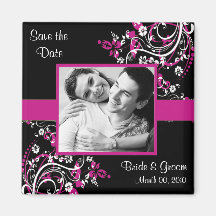 Le fuchsia et le noir sauvent le magnet de photo d magnets pour réfrigérateur