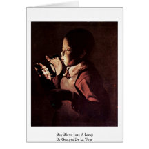 Le garçon souffle dans une lampe par Georges de La Carte De Vœux