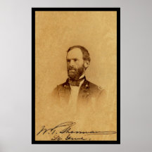 Le Général William Sherman Signed Card 1862 Posters