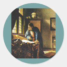 Le géographe de Johannes Vermeer (circa 1669) Adhésifs Ronds