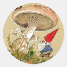 Le gnome trouvent une coccinelle et un champignon autocollants