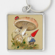 Le gnome trouvent une coccinelle et un champignon porte-clé