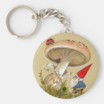 Le gnome trouvent une coccinelle et un champignon porte-clef