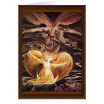 Le grand dragon rouge et la femme vêtus cartes de vœux