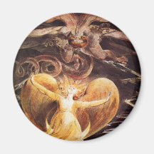 Le grand dragon rouge et la femme vêtus magnets pour réfrigérateur