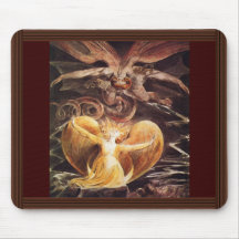 Le grand dragon rouge et la femme vêtus tapis de souris