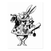 Le héraut blanc de lapin a encré le noir cartes postales