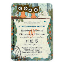 Le hibou bleu d'Aqua mignon marient mon mariage de Invitation
