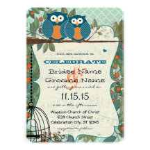 Le hibou bleu de mer mignonne marient mon mariage  faire-parts
