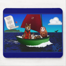 Le hibou et le minou Mousepad Tapis De Souris