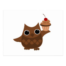 Le hibou et le petit gâteau carte postale
