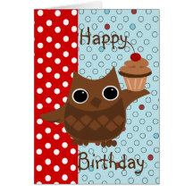 Le hibou et le petit gâteau cartes de vœux