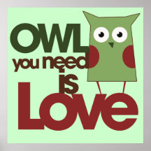 Le hibou que vous avez besoin est amour affiches