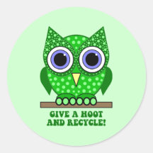 le hibou réutilisent autocollant rond