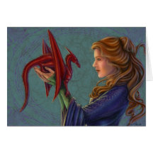 Le jeune dragon rouge carte de vœux