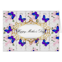 Le jour de mère bleu de papillon cartes de vœux
