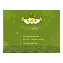Le jour de St Patrick d'Irlandais épousant RSVP (4 Cartes Postales
