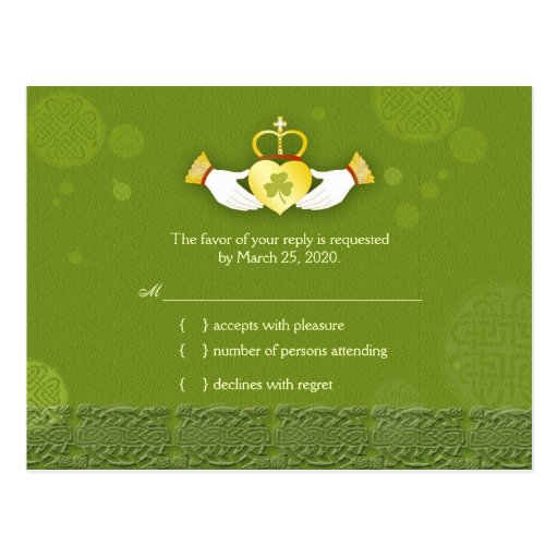 Le jour de St Patrick d'Irlandais épousant RSVP (4 Cartes Postales