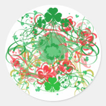 Le jour tourbillonnant de St Patrick de shamrocks Adhésif Rond