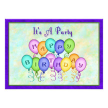 Le joyeux anniversaire monte en ballon l'invitatio