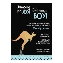 Le kangourou sautant pour le baby shower moderne d carton d'invitation