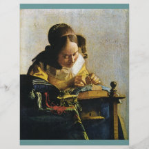 Le Lacemaker de Johannes Vermeer (circa 1670) Tract Personnalisé